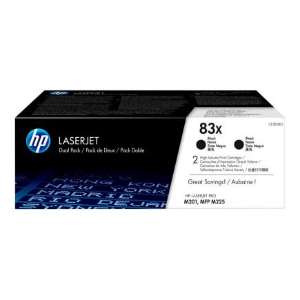 HP CF283X Negro Pack de 2 Cartuchos de Toner Originales - 83X