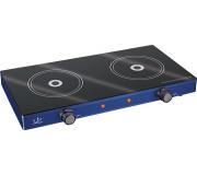Jata V142 Cocina Electrica Vitroceramica Portatil de 2 Placas 2400W - Ø 165mm - 2 Termostatos Regulables de Temperatura - Indicadores luminosos