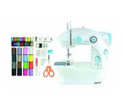 Jocca Maquina de Coser con Kit de Costura - Doble Puntada - Puntada de Refuerzo - Pies Antideslizantes - Funciona con Pilas y Corriente Electrica