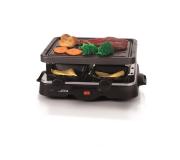 Jocca Raclette 500W - Plancha Grill con Placa Antiadherente - Incluye 4 Sartenes Individuales y 4 Espatulas de Madera