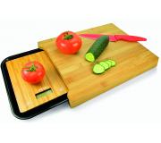 Jocca Tabla de Bambu para Cortar con Bandeja y Bascula - Medidas Tabla 35.7x27.4x4cm, Bandeja 35x24x2 cm - Bascula con Pantalla LCD hasta 5kg