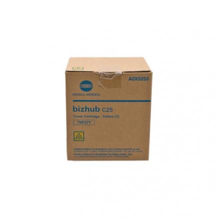 Konica Minolta Bizhub C25 / TNP-27Y Amarillo Cartucho de Toner Original A0X5253 (caja con restos de etiquetas)