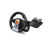 Krom K-Wheel Juego de Volante y Pedales USB - Palanca de Cambios - Levas en el Volante - 8 Botones Analogicos y 4 Digitales - Vibracion - Compatible con PC, PS3, PS4 y Xbox One - Color Negro