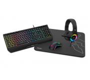 Krom Kenya Pack Gaming Teclado USB RGB + Raton USB 8000dpi RGB + Auriculares USB RGB 50mm Drivers + Alfombrilla 45x40x0.3cm - Color Negro