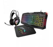 Krom Kritic Pack Gaming Teclado USB RGB + Raton USB 6400dpi RGB + Auriculares USB RGB 50mm Drivers + Alfombrilla 32x27x0.3 cm - Color Negro