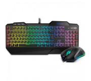 Krom Krusher Pack Gaming Teclado Semi-Mecanico USB + Raton USB 6400dpi - Iluminacion RGB - Funcion Antighosting - Color Negro