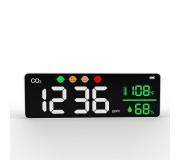 Leotec Medidor de CO2 de Pared - Temperatura y Humedad con Tecnologia NDIR - Pantalla LED Color - Alertas Visuales y Sonoras