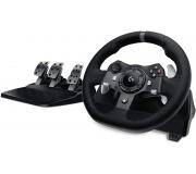 Logitech G920 Driving Force Juego de Volante y Pedales Compatible con Xbox Series X|S, Xbox One y PC - Giro 900º - Efecto Force Feedback - Freno No Lineal - Volante de Aluminio, Cuero y Acero - Pedales Ajustables - Adaptable a Mesa y Soporte
