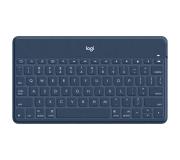 Logitech Keys to Go Teclado Bluetooth para iPhone, iPad y Apple TV - Teclas de Acesso Directo - Base para Smartphone - Ultraligero - Proteccion Antiderrames - Color Azul