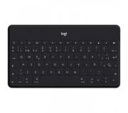 Logitech Keys to Go Teclado Bluetooth para iPhone, iPad y Apple TV - Teclas de Acesso Directo - Base para Smartphone - Ultraligero - Proteccion Antiderrames - Color Negro