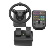 Logitech Saitek Volante + Pedales + Panel Lateral USB para Simulacion de Maquinaria Pesada - Giro 900º - +25 Botones Programables - Color Negro
