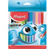 Maped Rotuladores Color´Peps Ocean - Punta Media Bloqueada 2 mm. - Ojival, Suave y Flexible - Colores Brillantes y Vivos - Tinta Lavable - Blister de 12 uds.