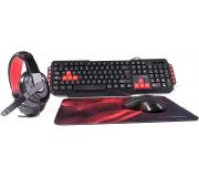 Mars Gaming Pack 4 en 1 USB Teclado Teclas Multimedia, Antighosting + Raton 2800dpi + Auriculares con Microfono + Alfombrilla
