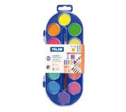 Milan 0531512 Estuche de 12 Acuarelas Ø30 mm + Pincel  Serie 101 - Mezclable - Colores Fluorescentes y Metalizados