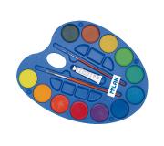 Milan 054412 Paleta de 12 Acuarelas Ø45 mm + Tubo de Pintura Blanca + 2 Pinceles  Serie 101 - Mezclable - Colores Surtidos