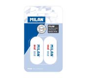 Milan 1012 Pack de 2 Gomas de Borrar Ovaladas - Miga de Pan - Suave Caucho Sintetico - Color Blanco