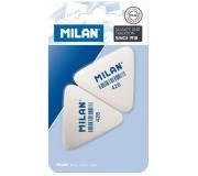 Milan 428 Pack de 2 Gomas de Borrar Triangulares - Miga de Pan - Suave Caucho Sintetico - Color Blanco