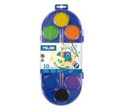 Milan 80009 Estuche de 10 Acuarelas Ø45 mm + Pincel  Serie 101 - Mezclable - Colores Surtidos