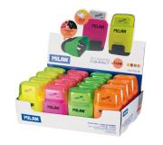 Milan Afilaborras COMPACT Fluo - Sacapuntas y Goma de borrar - Cuchilla de Acero al Carbono - Para todo tipo de lapices - Cuchilla de seguridad