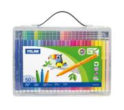Milan Maletin de 50 Rotuladores de Punta Conica - Punta 5 mm - Tinta a base de agua - Mezclable entre si - Colores Surtidos