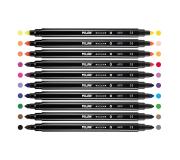 Milan Pack de 10 Rotuladores Bicolor Doble Punta - Punta Conica 5mm - Tinta al Agua - Lavable - Colores Surtidos