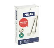 Milan Pack de 10 Tizas de Carbonato de Calcio - Redondas - Antipolvo - No Contienen Caseina ni Yeso - Color Blanco