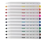 Milan Pack de 11 Rotuladores Borrables + 1 Rotulador Borrador - Punta Conica 5mm - Tinta al Agua - Lavable - Colores Surtidos