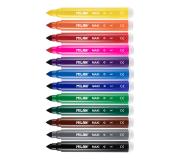 Milan Pack de 12 Rotuladores Maxi - Punta Conica 7.5mm - Tinta al Agua - Lavable - Colores Surtidos