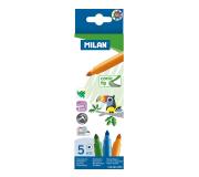 Milan Pack de 5 Rotuladores - Punta Conica 5mm - Tinta al Agua - Lavable - Colores Surtidos