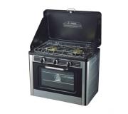 Muvip Cocina de Camping de Acero Inoxidable - 2 Fuegos - Cocina Esmaltada Antiadherente - Color Plateado