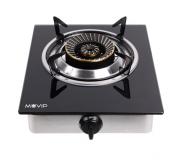 Muvip Cocina de Gas Inox 1 Fuego - Cristal Templado - Encendido Piezoelectrico - Quemador de Hierro Fundido Desmontable