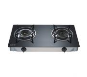 Muvip Cocina de Gas Inox 2 Fuegos - Cristal Templado - Encendido Piezoelectrico - Quemador de Hierro Fundido Desmontable