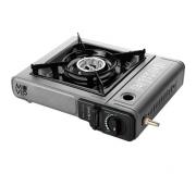 Muvip Cocina de Gas Portatil 1 Fuego con Adaptador de Botella Externa - Encendido Automatico - Quemador de Aluminio - Valvula Doble Sellado - Maleta de Transporte