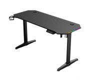 Muvip Mesa Gaming PRO1600 XL Motorizada Fibra Carbono - Luz RGB Sound
