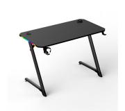 Muvip Mesa Gaming PRO1700 con Laminado de Fibra Carbono - Luz RGB - Portavasos y Gancho para Auriculares