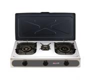 Muvip Parrilla de Acero Inoxidable - Quemador de Hierro Fundido - Quemadores desmontables - Base Antideslizante - Dimensiones: 71X37X12.3 cm - Color Plateado