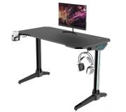 Muvip PRO600 Mesa Gaming Fibra de Carbono - Iluminacion RGB - Portavasos - Gancho para Auriculares - Patas con Lateral de Aluminio - Medidas 113x60x75cm