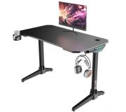 Muvip PRO700 Mesa Gaming Fibra de Carbono - Iluminacion RGB - Gran Superficie 120x60x75cm - Portavasos - Gancho para Auriculares - Compartimento de Almacenamiento