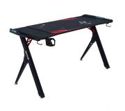 Muvip PRO900 Mesa Gaming XL Fibra de Carbono con Iluminacion RGB - Alfombrilla Gaming 900x566cm - Portavasos - Gancho para Auriculares - Medidas 140x60x75cm