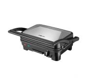 Muvip Sandwichera Inox 1800W - Placas Antiadherentes Reversibles Grill, Lisa - Selector de Temperatura - Placa Superior Basculante - Asas Tacto Frio