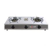 Muvip Serie Strong Cocina de Gas Inox 3 Fuegos - Encendido Piezoelectrico - Quemador de Hierro Fundido Desmontable