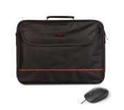 NGS Bureau kit Maletin para Portatil 16" + Raton USB 800dpi - Acolchado Interior - 2 Compartimentos y Bolsillo Exterior - Color Negro