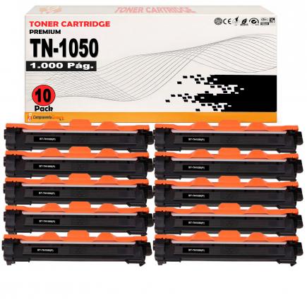 Pack 10 Toner compatibles TN1050 / TN-1050 para Brother DCP-1510 1512 1610W 1612W - HL-1110 1210W 1212W 1112 - MFC-1810 1910W