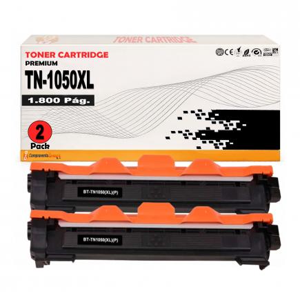 Pack 2 Toner compatibles TN1050 XL / TN-1050 para Brother DCP-1510 1512 1610W 1612W - HL-1110 1210W 1212W 1112 - MFC-1810 1910W (Alta Capacidad Jumbo)