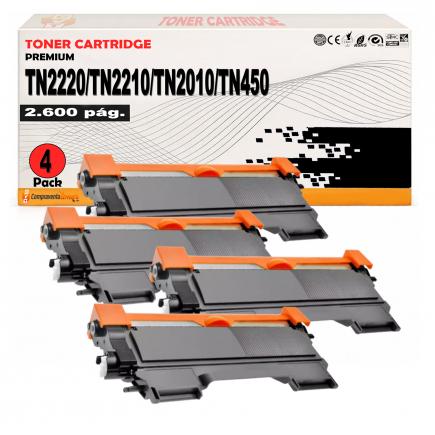 Pack 4 Toner Compatibles TN2220 / TN-2220 para Brother DCP 7055 7060 7065 7070 - Fax 2840 2940 - HL 2130 2132 2135 2240 2250 2270 2310 - MFC 7360N 7460 7860