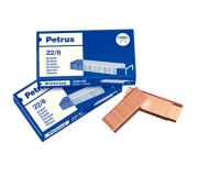 Petrus Grapas 22/6 Cobreadas - Hasta 30 Hojas - Caja de 1000 Grapas - Patilla de 6mm
