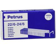 Petrus Grapas 22/6 Galvanizadas - Hasta 30 Hojas - Caja de 1000 Grapas - Patilla de 6mm