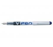 Pilot Pluma Estilografica V-Pen - Desechable - Tinta Liquida Borrable - Punta de Acero - Trazo de 0.5mm - Color Azul