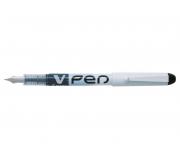 Pilot Pluma Estilografica V-Pen - Desechable - Tinta Liquida Borrable - Punta de Acero - Trazo de 0.5mm - Color Negro