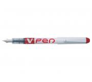 Pilot Pluma Estilografica V-Pen - Desechable - Tinta Liquida Borrable - Punta de Acero - Trazo de 0.5mm - Color Rojo